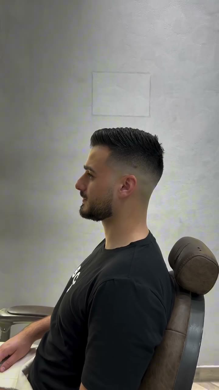 Finished men's haircut fade result at Scissors and Razors